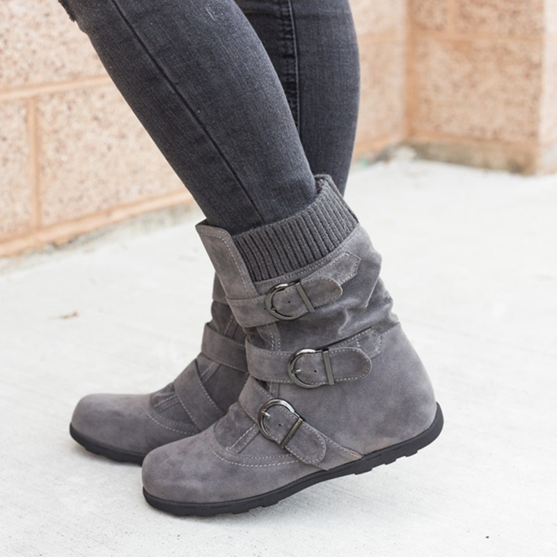 Casual Winter Boots Strap Buckle Shoes 8 Twokee.com