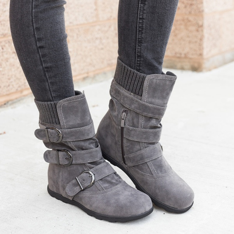 Casual Winter Boots Strap Buckle Shoes 3 Twokee.com