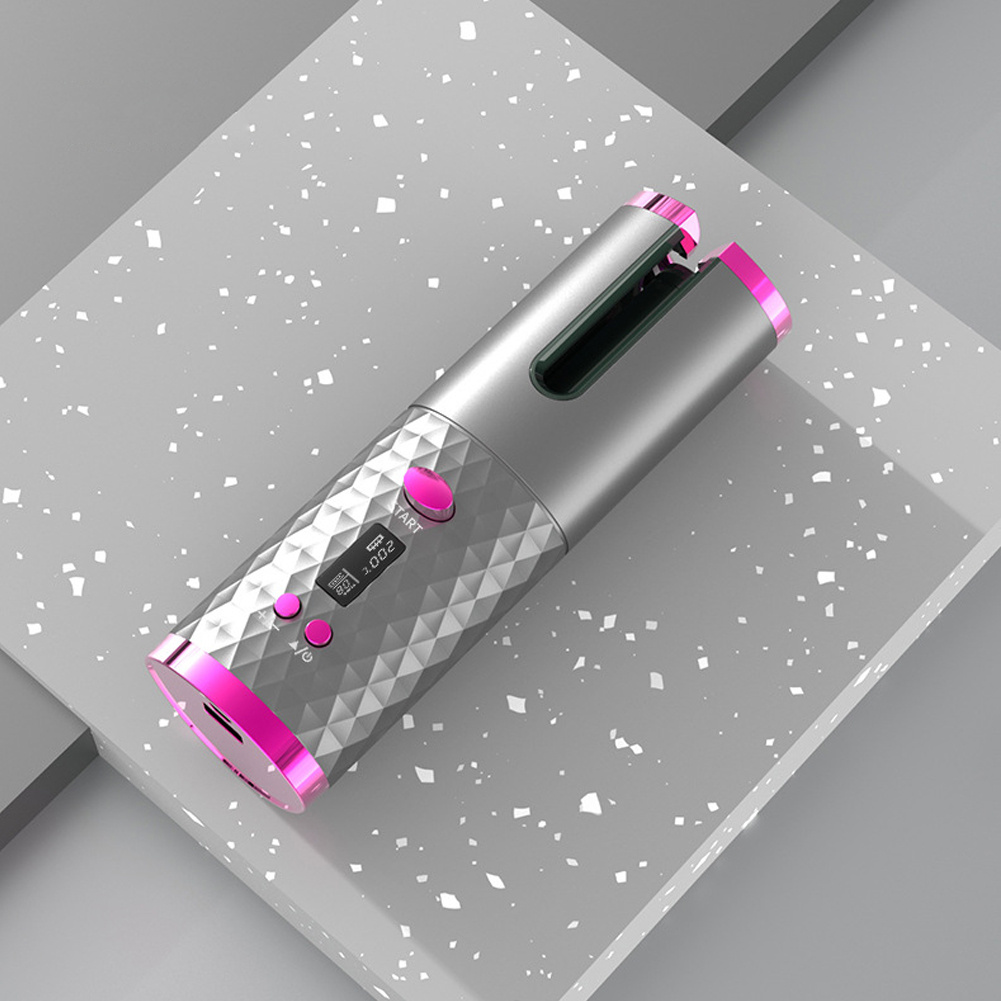 LCD Display Rechargeable Hair Curler with Automatic Rotation 6 Twokee.com