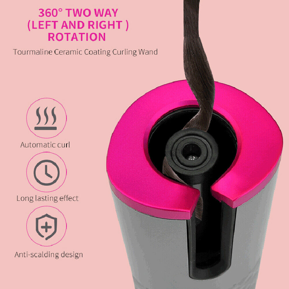 LCD Display Rechargeable Hair Curler with Automatic Rotation 10 Twokee.com