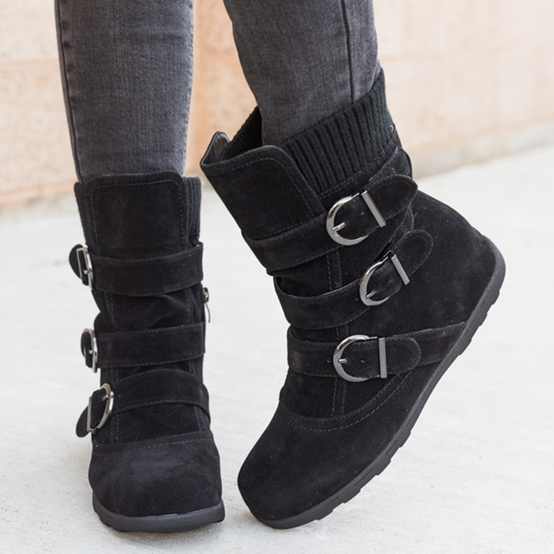 Casual Winter Boots Strap Buckle Shoes 6 Twokee.com