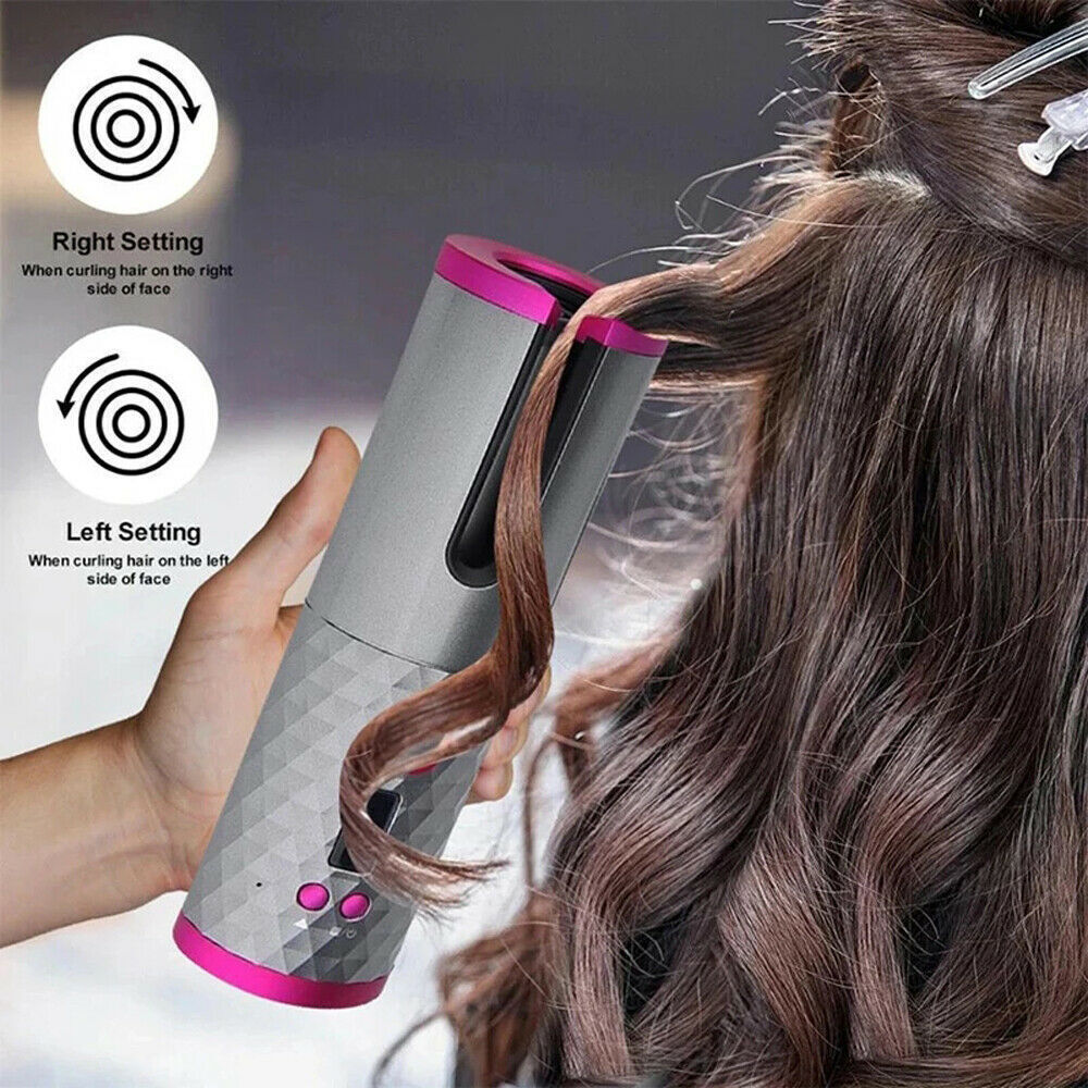 LCD Display Rechargeable Hair Curler with Automatic Rotation 3 Twokee.com