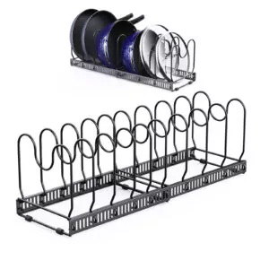 Adjustable Pan Organizer with 10 Dividers - Black