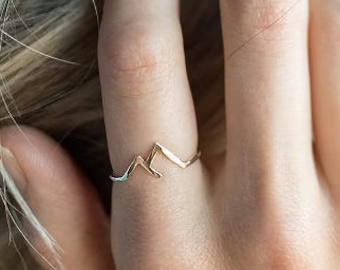 Mountain Shaped Copper Creative Custom Ladies Ring 7 Twokee.com