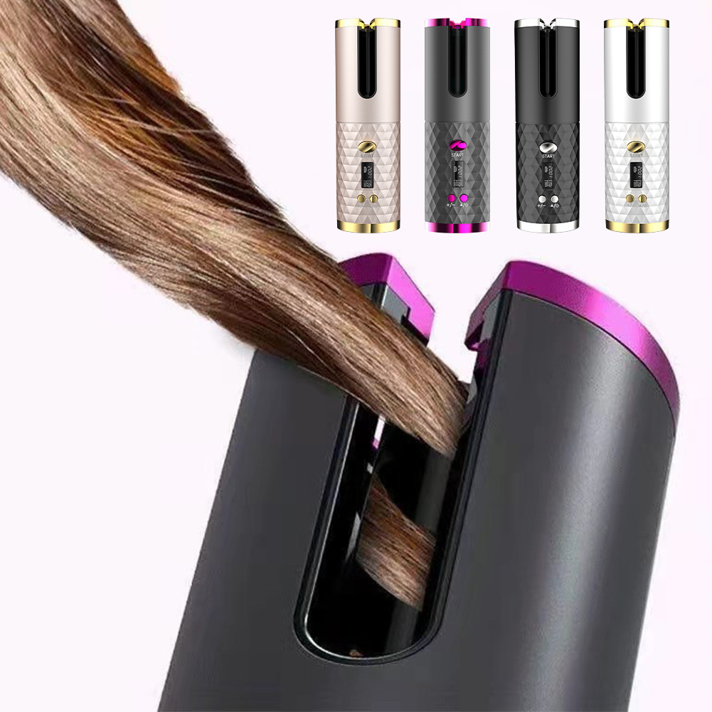 LCD Display Rechargeable Hair Curler with Automatic Rotation 5 Twokee.com