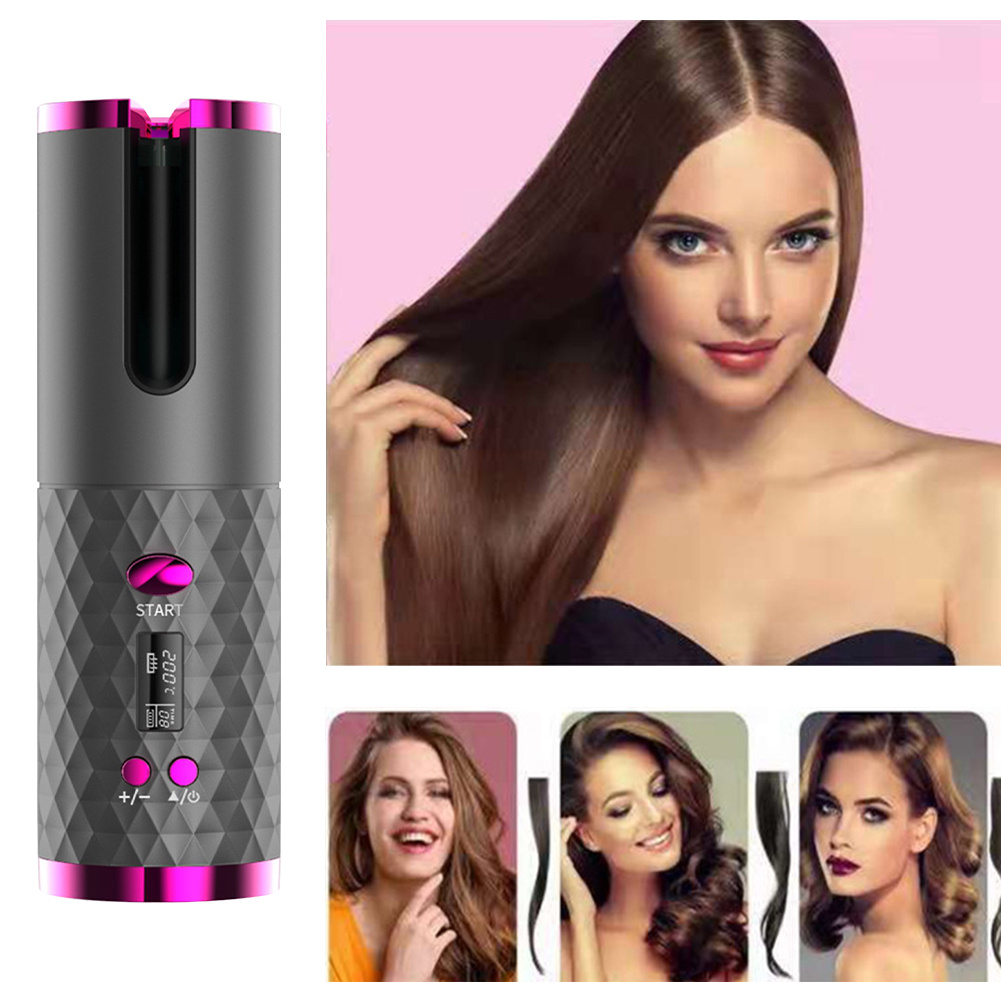 LCD Display Rechargeable Hair Curler with Automatic Rotation 2 Twokee.com